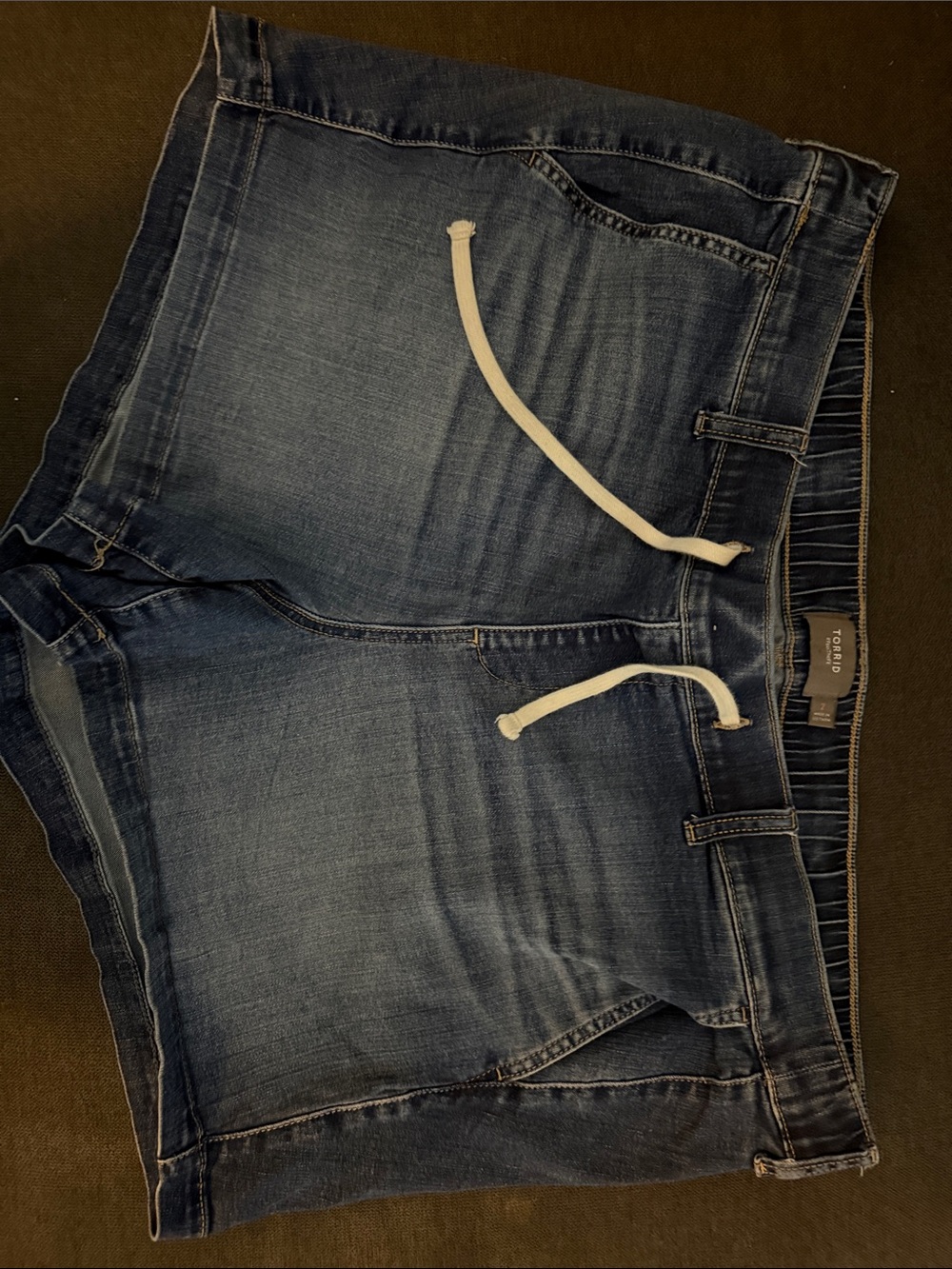 Torrid Dark Blue Denim Jean Shorts with Drawstring